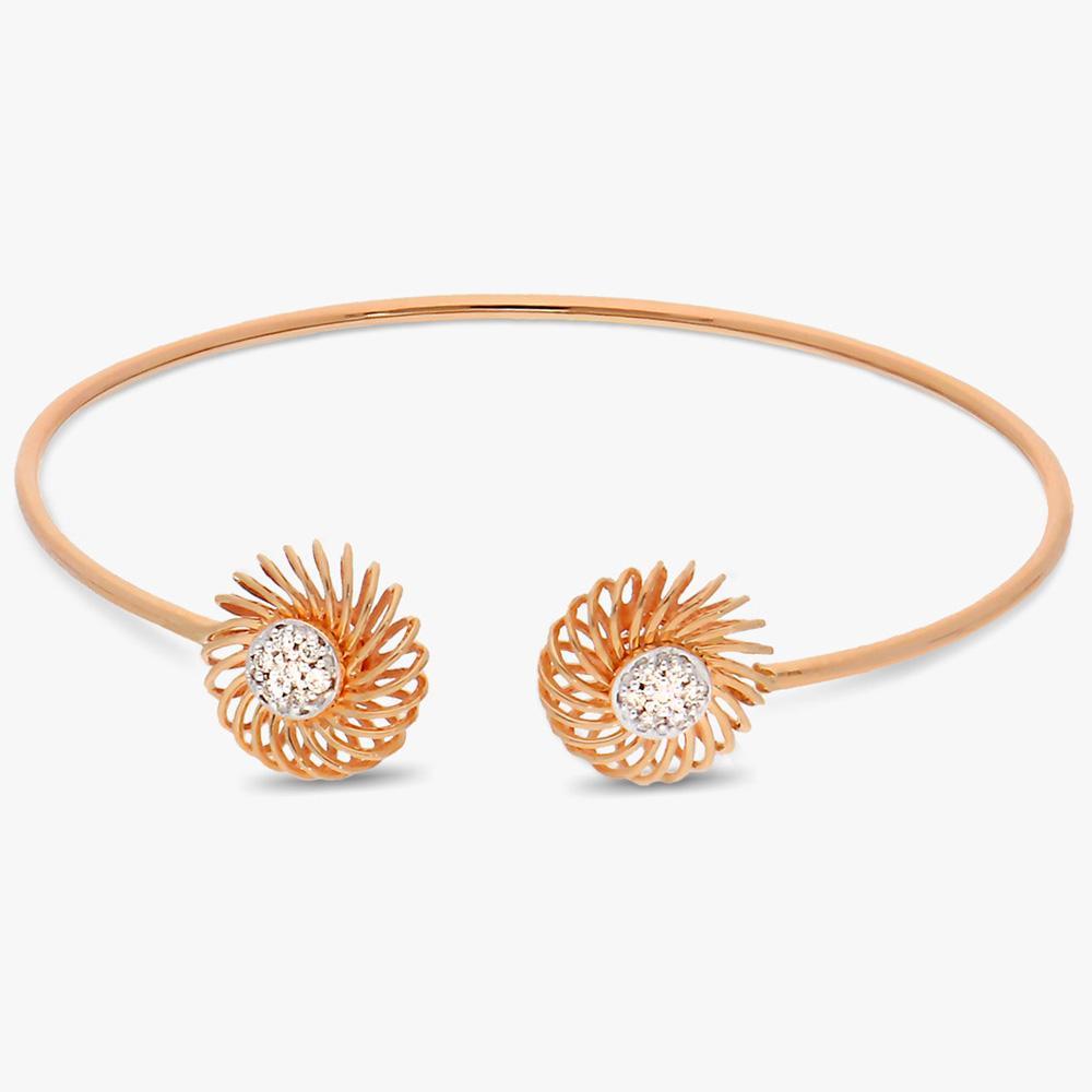Buy Rose Gold Finish Floral Designed 14 Kt Gold & Diamond Bracelet