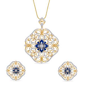 Buy 14 Karat Gold & Diamond Pendant Set