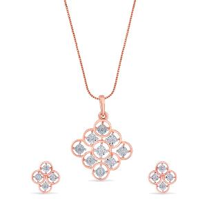 Buy 14 Karat Gold & Diamond Pendant Set