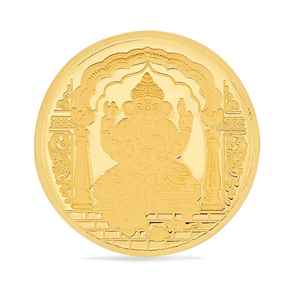Buy 24 Karat Yellow Finish 5 Grams Lord Ganesh Gold Coin