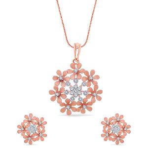 Buy 18 Karat Gold & Diamond Pendant Set