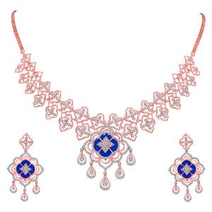 Buy 14 Karat Gold & Diamond Necklace Set