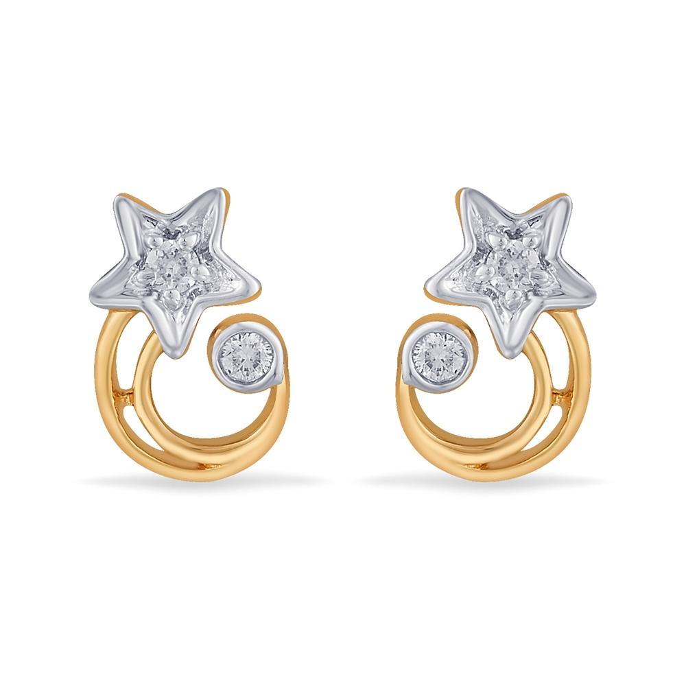 Buy Stars Gold & Diamond Kids 14 Kt Earrings