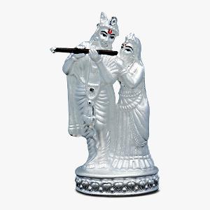 Buy 99.9% Pure Silver Radha Krishna Idol