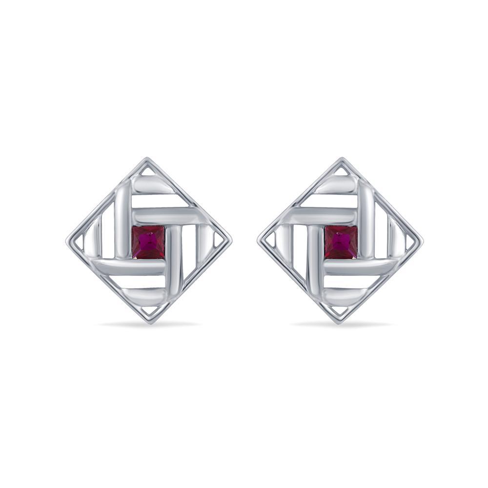 Buy Silver Lattice Stud Earrings
