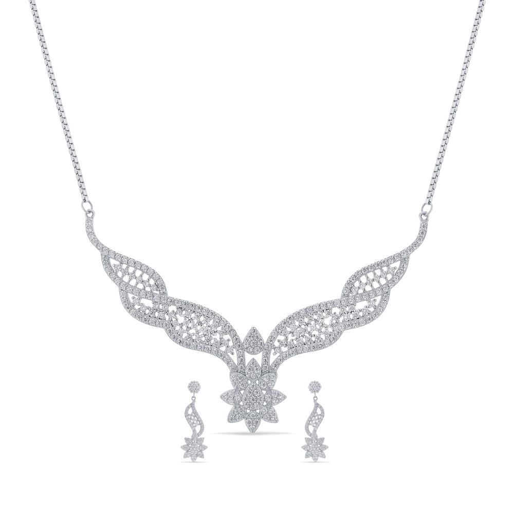 Buy 925 Purity Silver Necklace Set