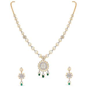 Buy 14 Karat Gold & Diamond Necklace Set