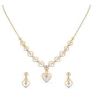 Buy 14 Karat Gold & Diamond Necklace Set