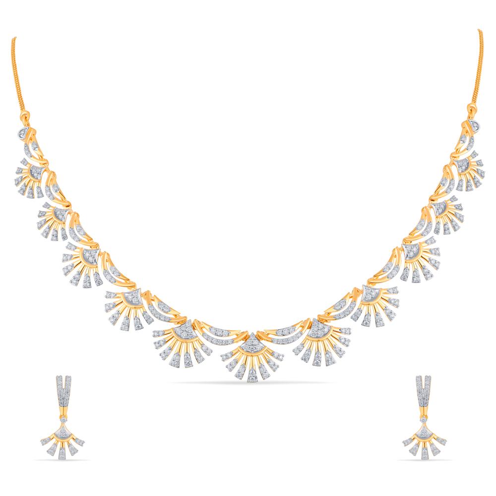 Buy 18 Karat Gold & Diamond Necklace Set
