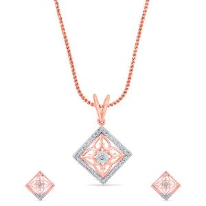 Buy 14 Karat Gold & Diamond Pendant Set