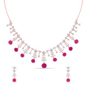 Buy 18 Karat Gold & Diamond Necklace Set
