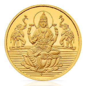 Buy 24 Kt Yellow Finish 10 Grams Goddess Laxmi Gold Coin