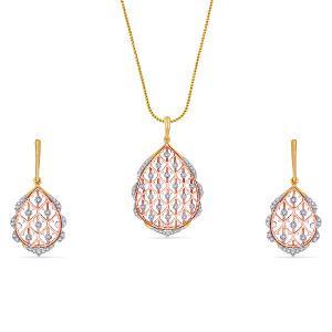 Buy 14 Karat Gold & Diamond Pendant Set