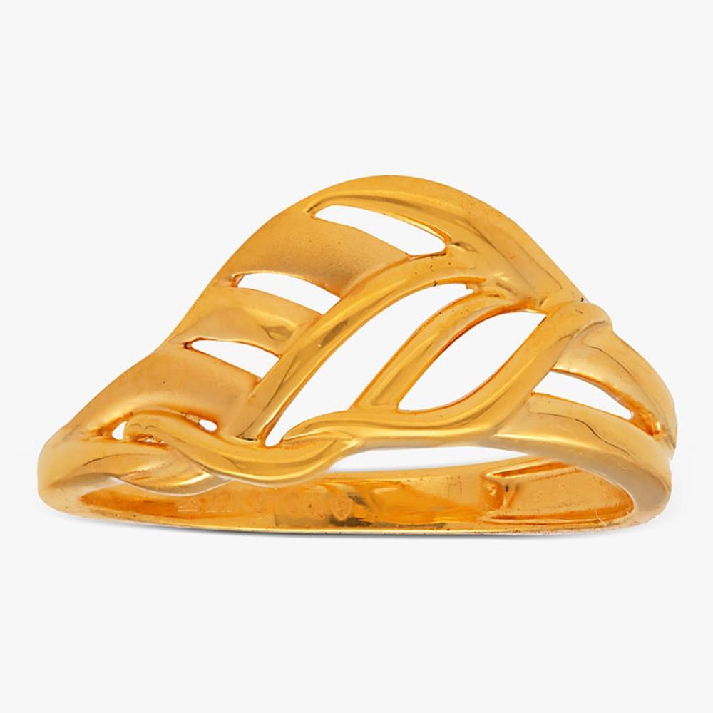 Buy Yellow Finish Leaf Design 22Kt Gold Ring For Women