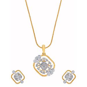 Buy 18 Karat Gold & Diamond Pendant Set