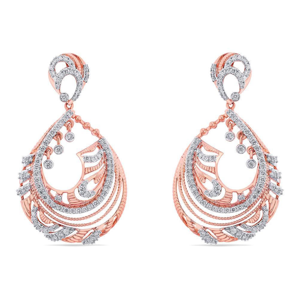 Buy Contoured Swirls Diamond Drop Earrings