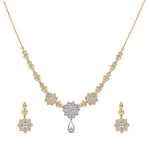 Buy 18 Karat Gold & Diamond Necklace Set
