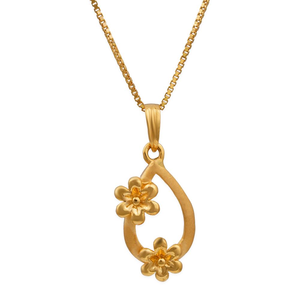 Buy Yellow Finish Floral Design 22Kt Gold Pendant