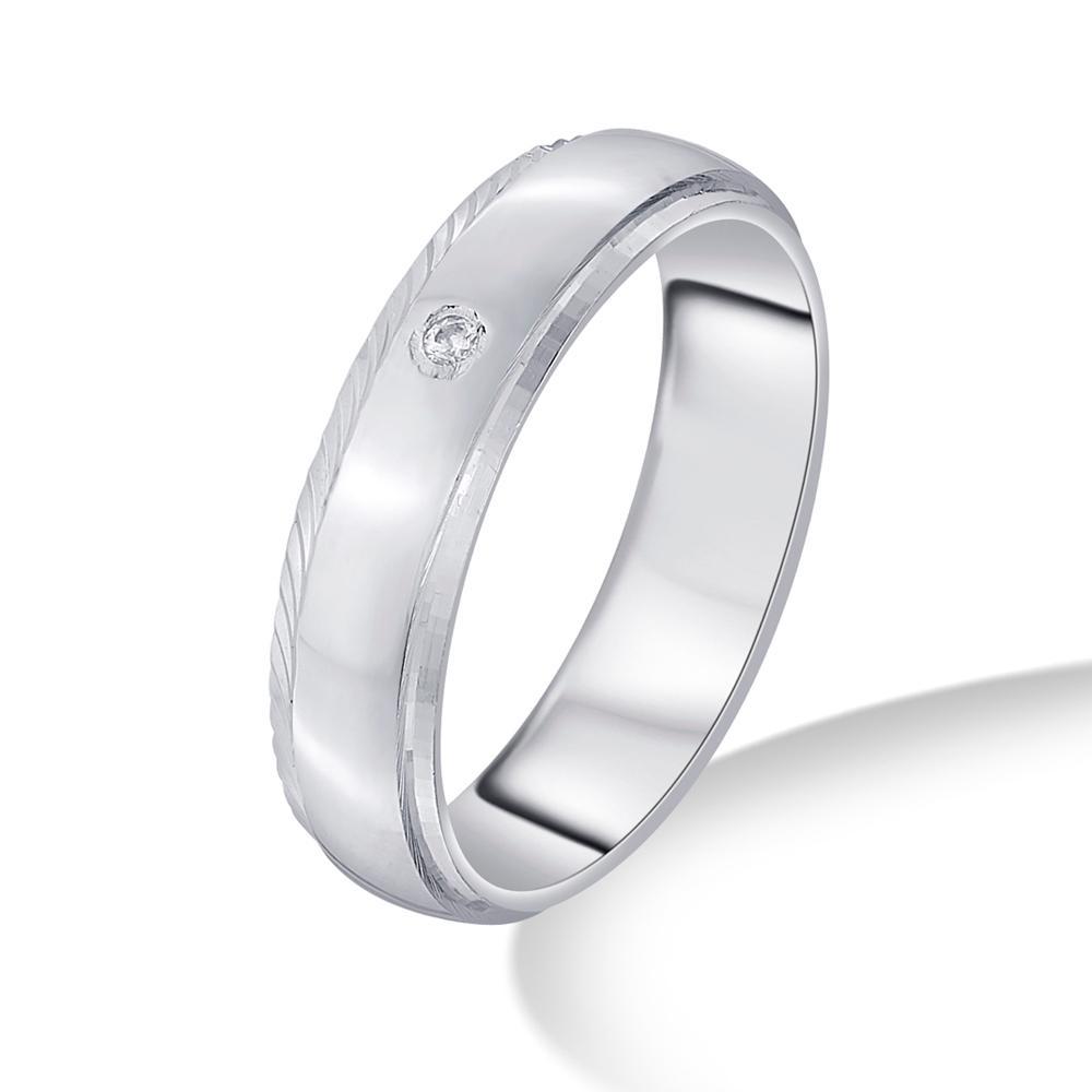 Buy Classic Silver Band Ring with shiny stone