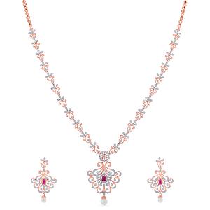 Buy 14 Karat Gold & Diamond Necklace Set
