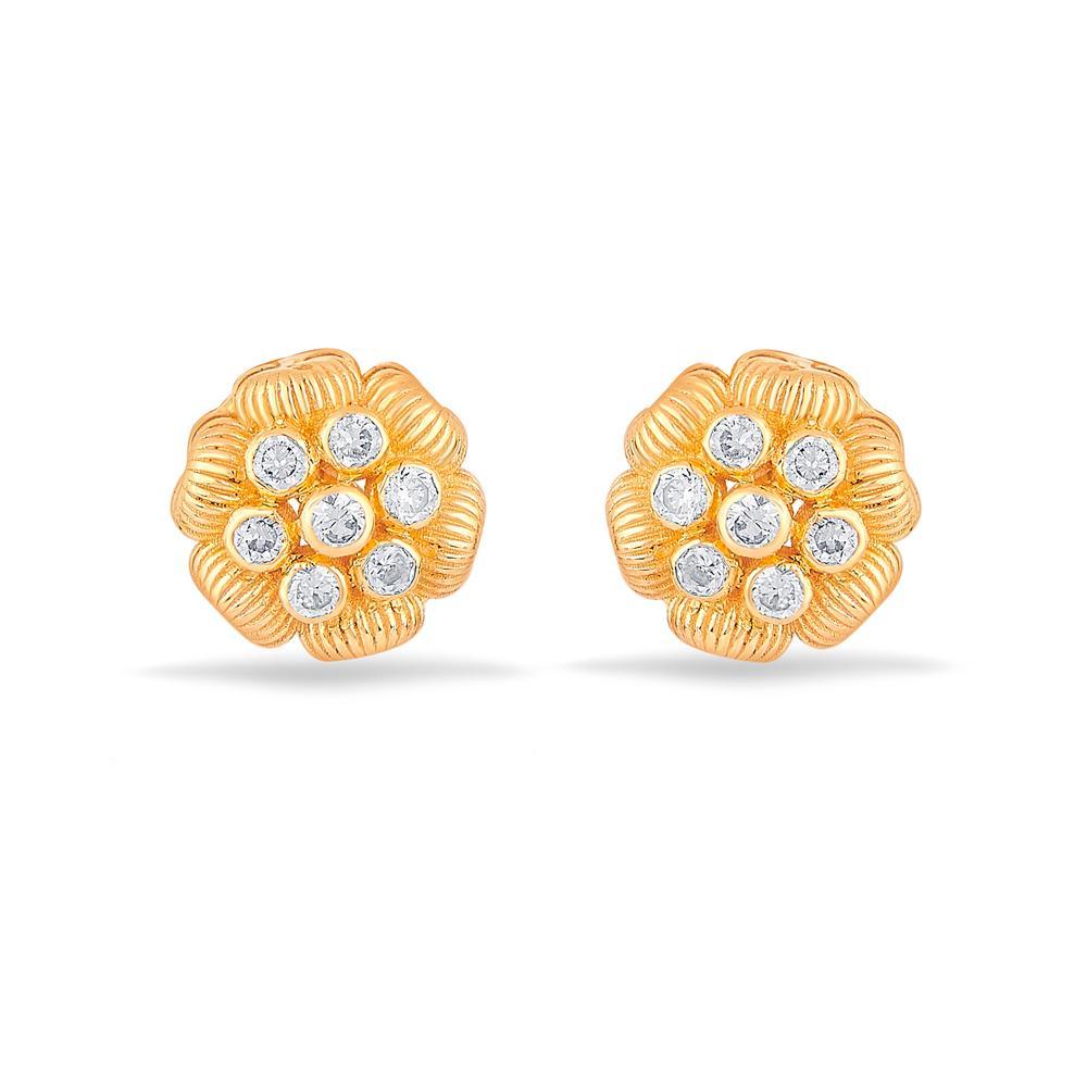 Buy 22 Karat Delicate Gold and Stone Studs