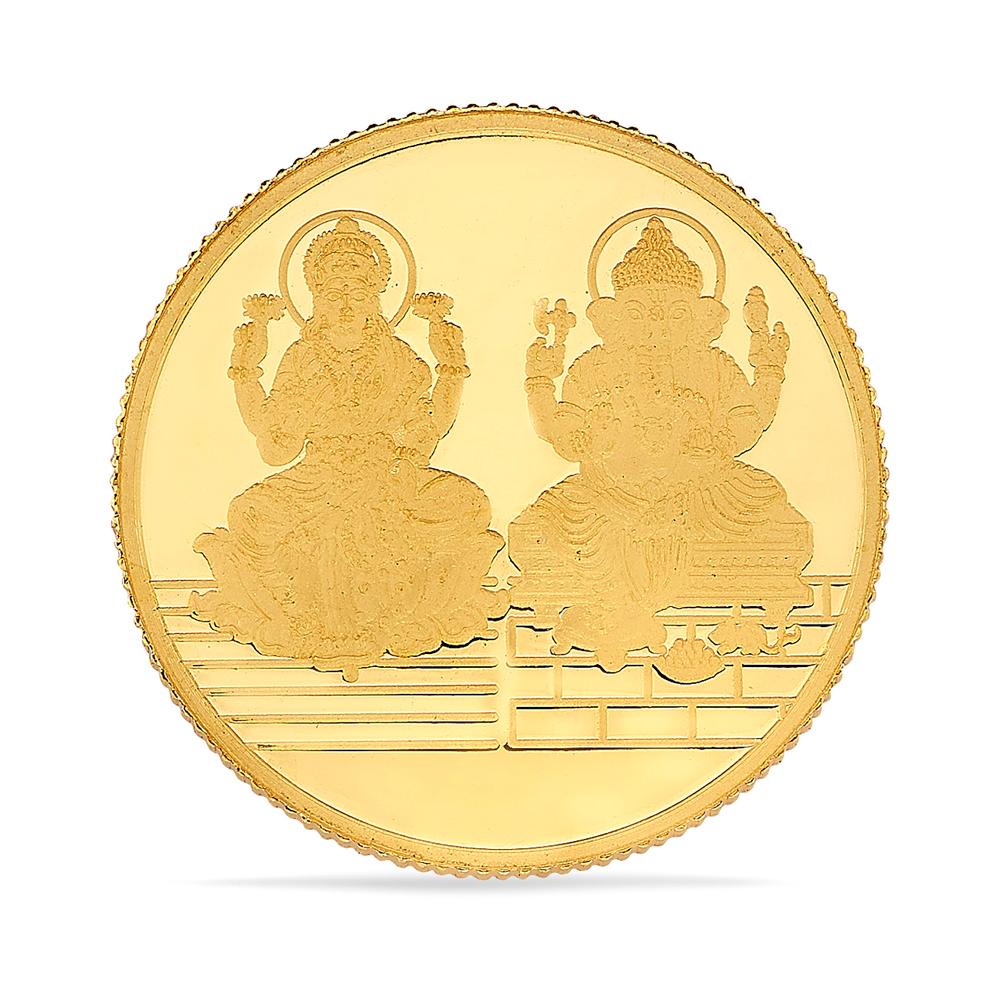 Buy 24 Karat Yellow Finish 10 Grams Laxmi Ganesh Gold Coin