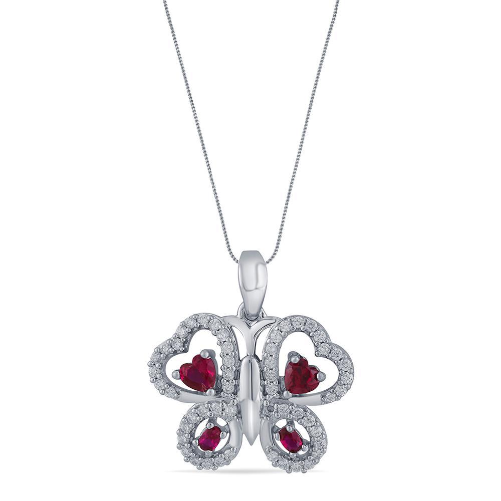 Buy Crimson Butterfly Silver Pendant