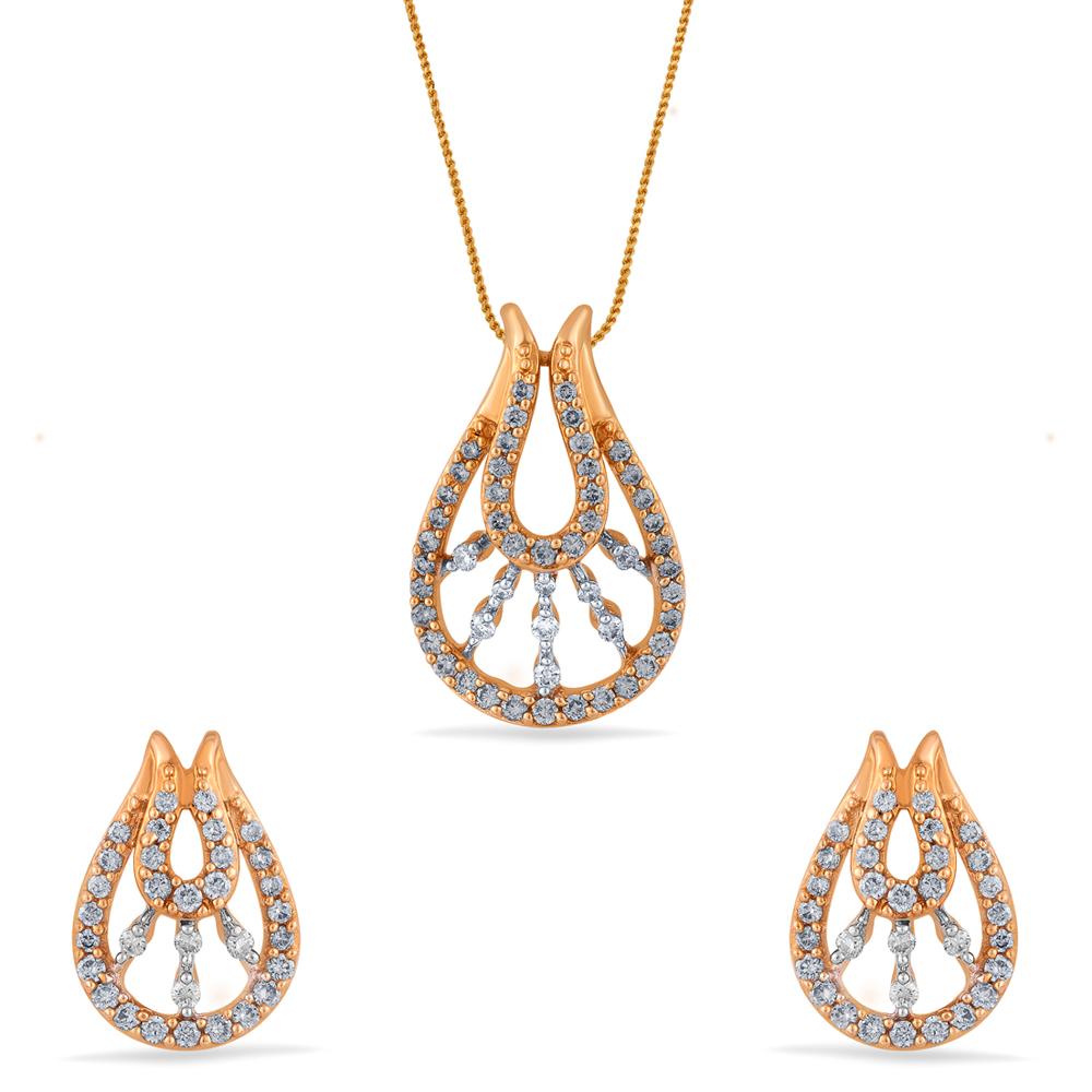 Buy 18 Karat Gold & Diamond Pendant Set