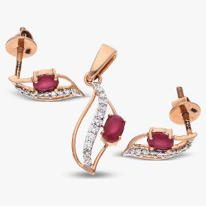 Buy 14 Karat Gold & Diamond Pendant Set