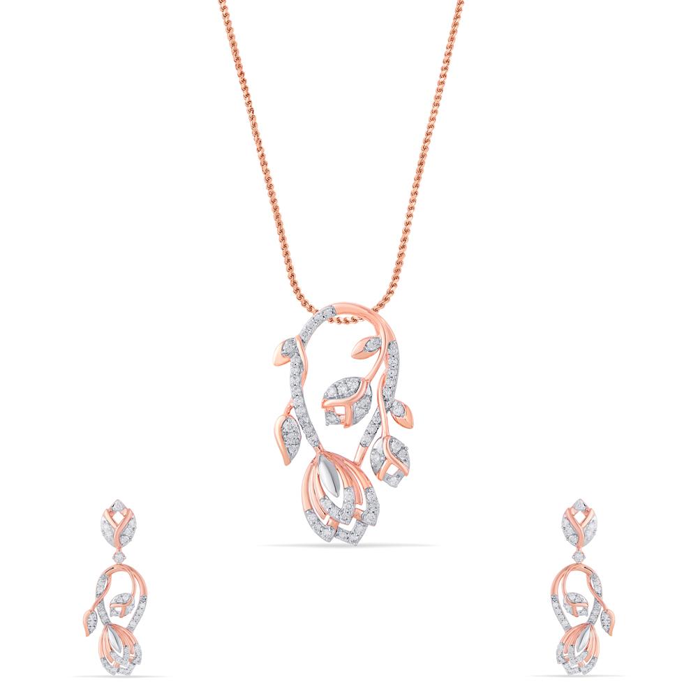 Buy 18 Karat Gold & Diamond Pendant Set