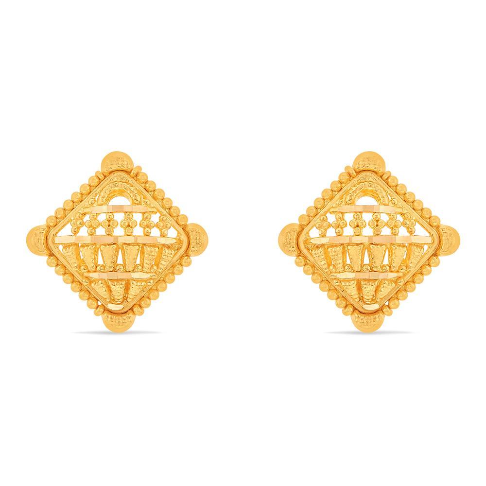 Buy 22 Karat Square Lattice Gold Earrings