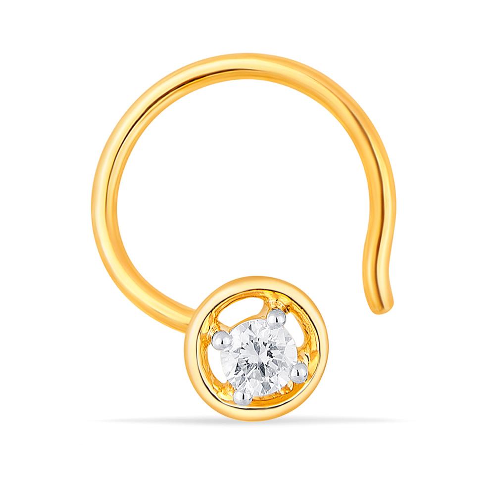 Buy 14 Karat Gold & Diamond Nose Pin