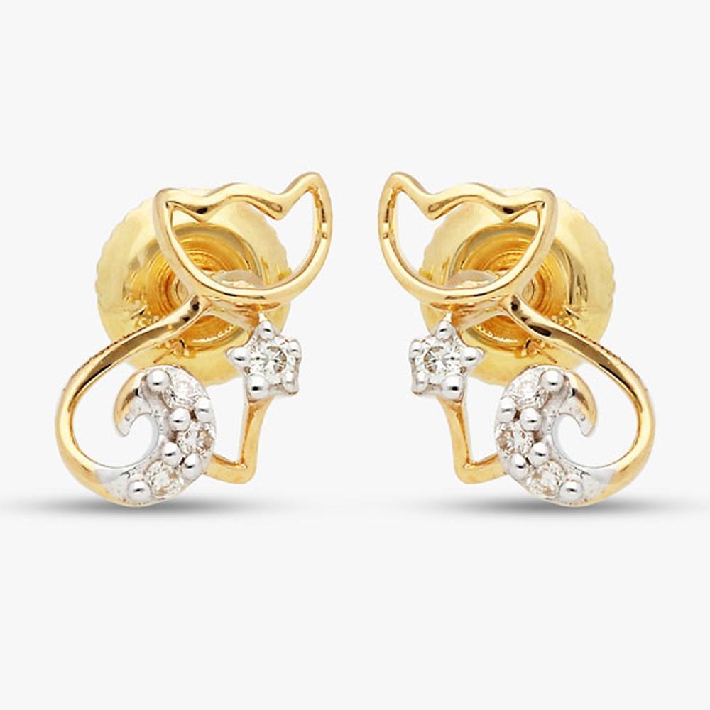 Buy Two Tone Plated Asymmetric Design 14Kt Gold & Diamond Pendant Set