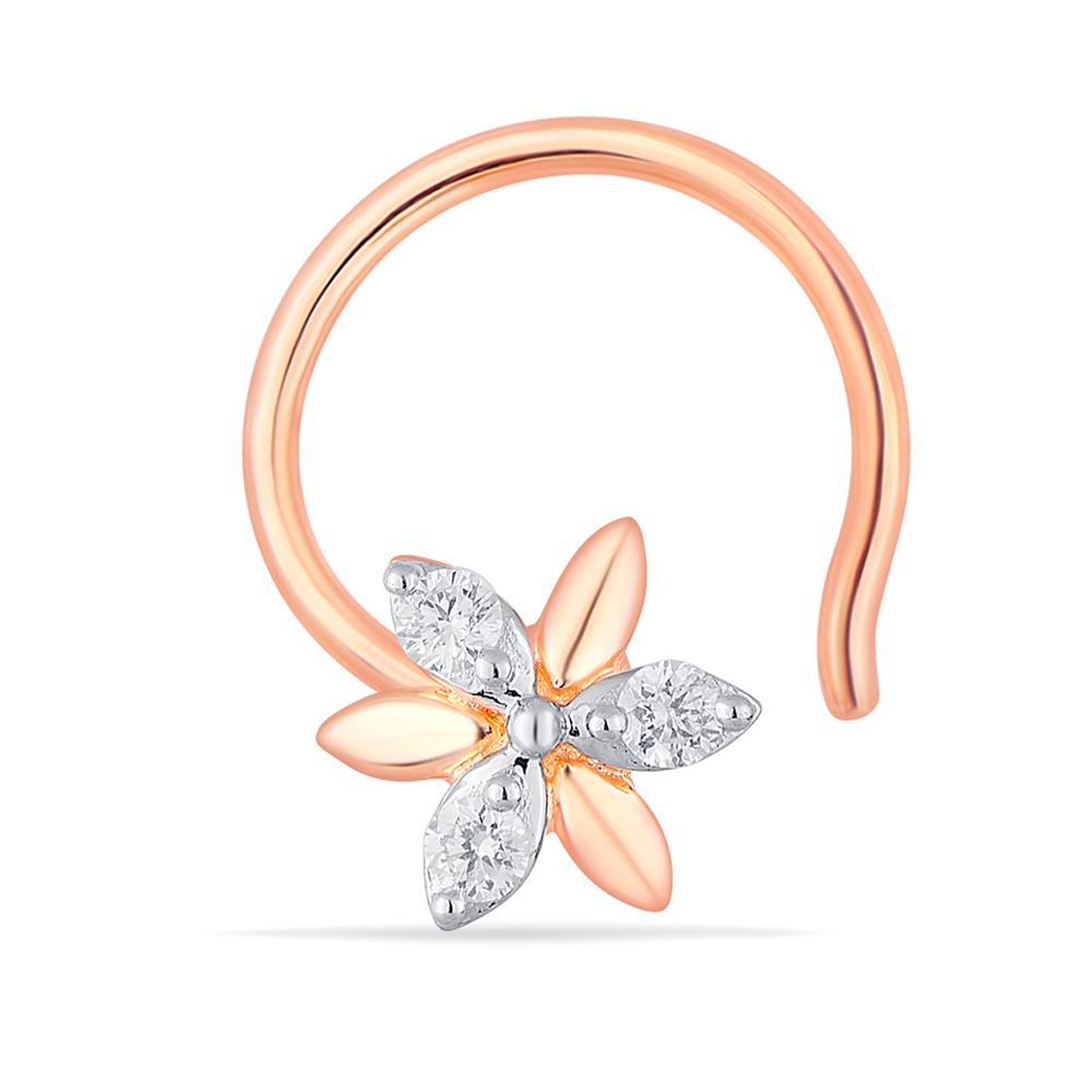 Buy 14 Karat Gold & Diamond Nose Pin