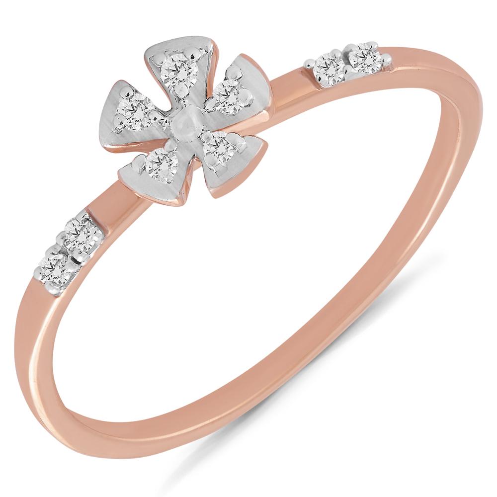 Buy Two Tone Plated Leaf Design 14Kt Gold & Diamond Ring
