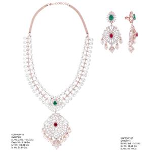 Buy 18 Karat Gold & Diamond Necklace Set