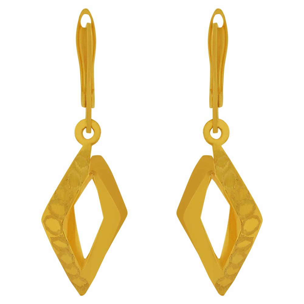 Buy Yellow Finish Drop Design 22 Kt Gold Earrings