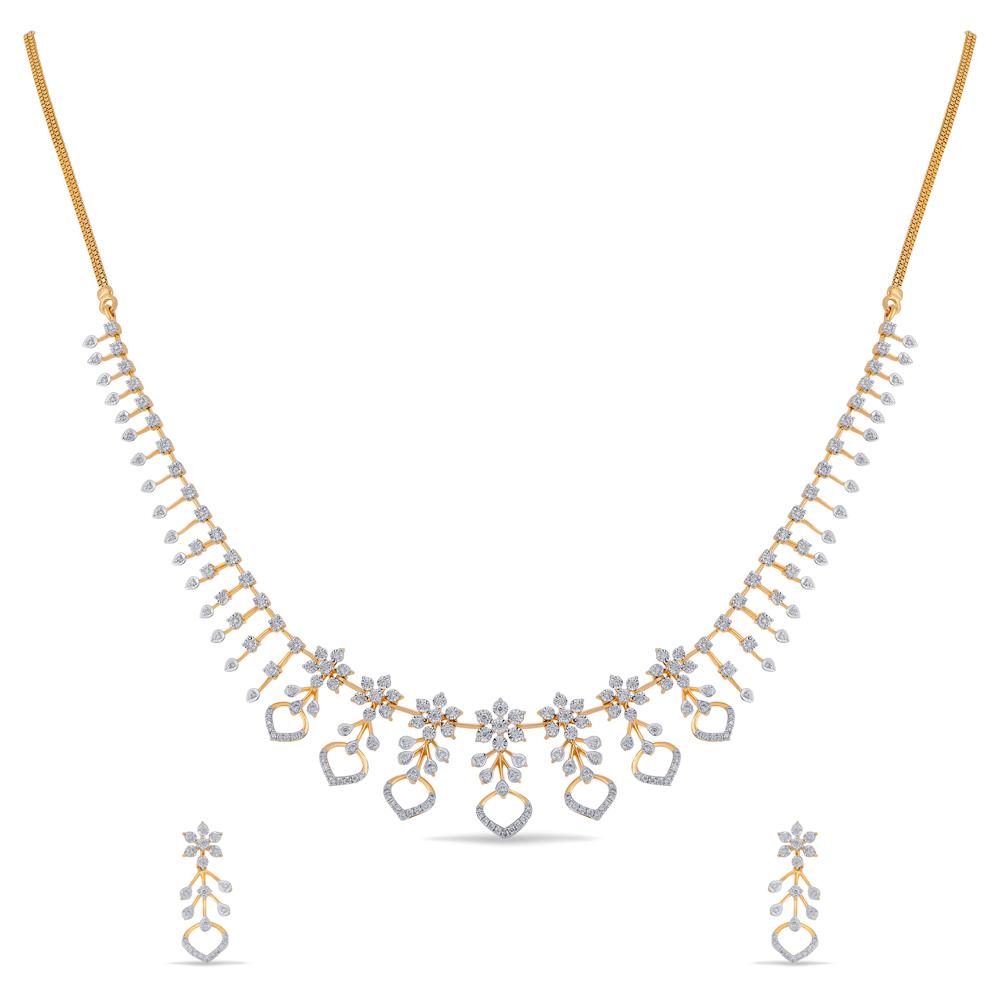 Buy 18 Karat Gold & Diamond Necklace Set