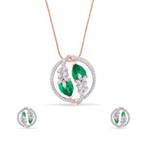 Buy 18 Karat Gold & Diamond Pendant Set