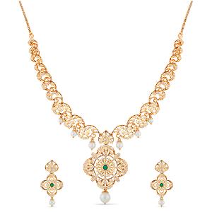 Buy 18 Karat Gold & Diamond Necklace Set