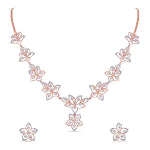 Buy 18 Karat Gold & Diamond Necklace Set