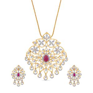 Buy 14 Karat Gold & Diamond Pendant Set