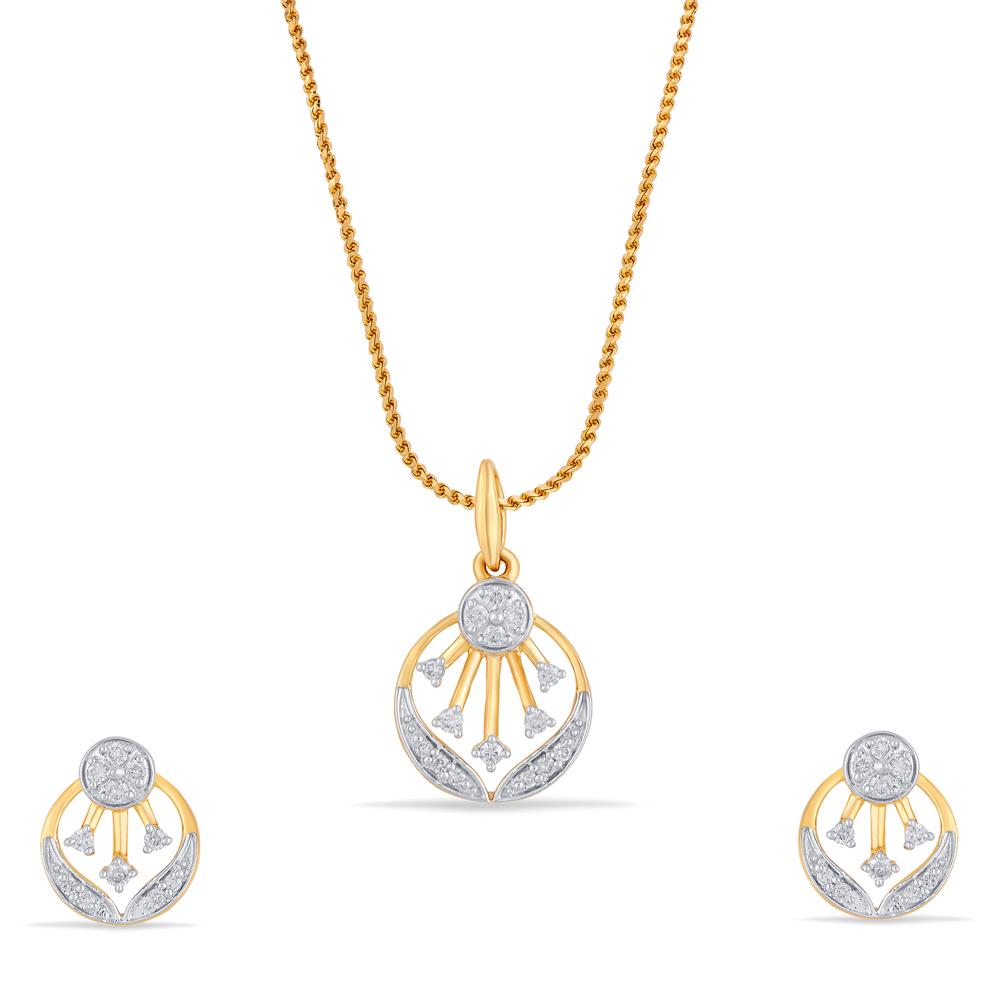 Buy 14 Karat Gold & Diamond Pendant Set
