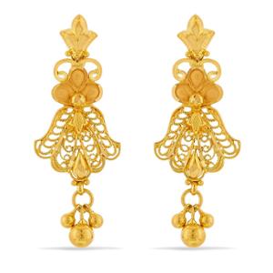 Buy 22 Karat Indian-Inspired Gold Earrings with Danglers