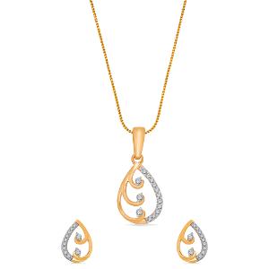 Buy 18 Karat Gold & Diamond Pendant Set