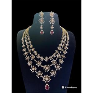 Buy 18 Karat Gold & Diamond Necklace Set