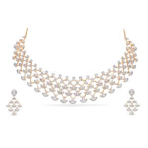 Buy 18 Karat Gold & Diamond Necklace Set