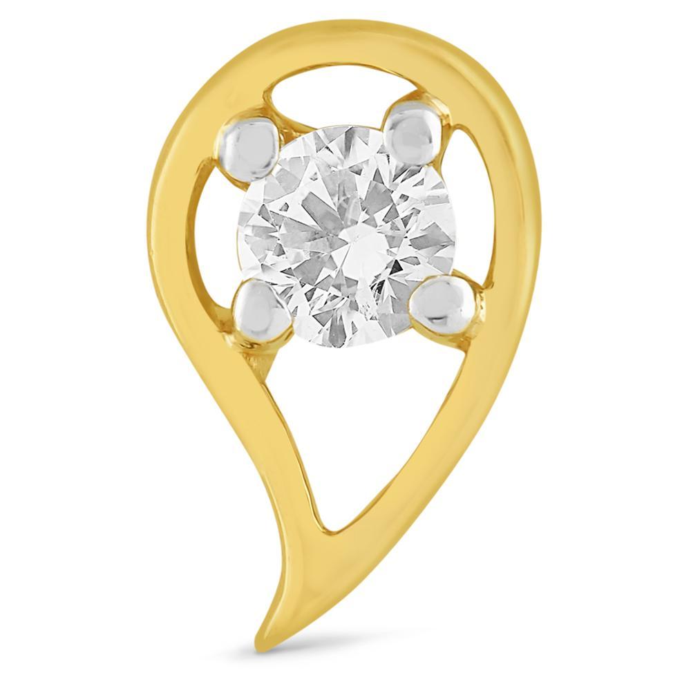 Buy 14Kt Gold & Diamond Leaf Designed Nose Pin