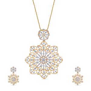 Buy 14 Karat Gold & Diamond Pendant Set