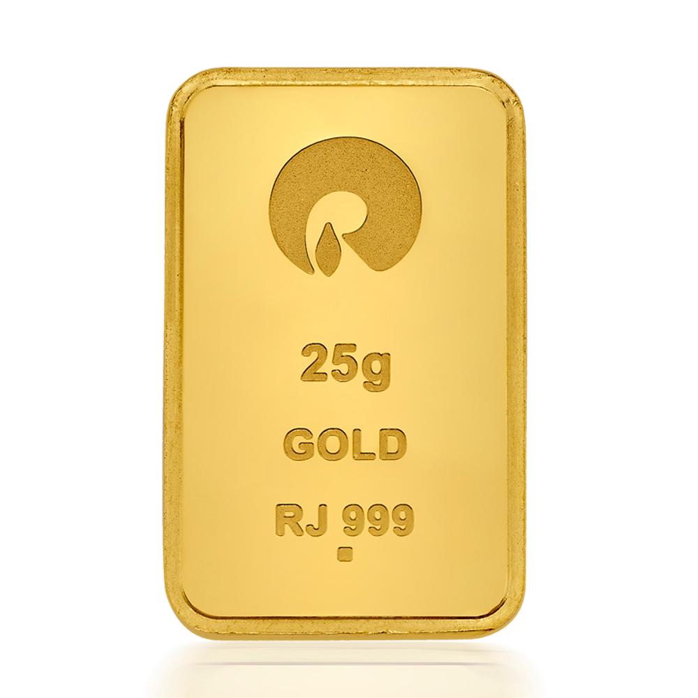Buy 24 Kt Yellow Finish 25 Grams Gold Bar